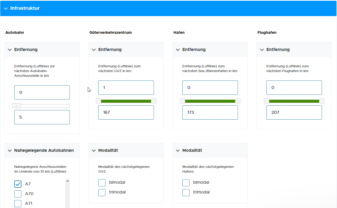 Business Location Explorer Anwendungsbeispiel Autobahn