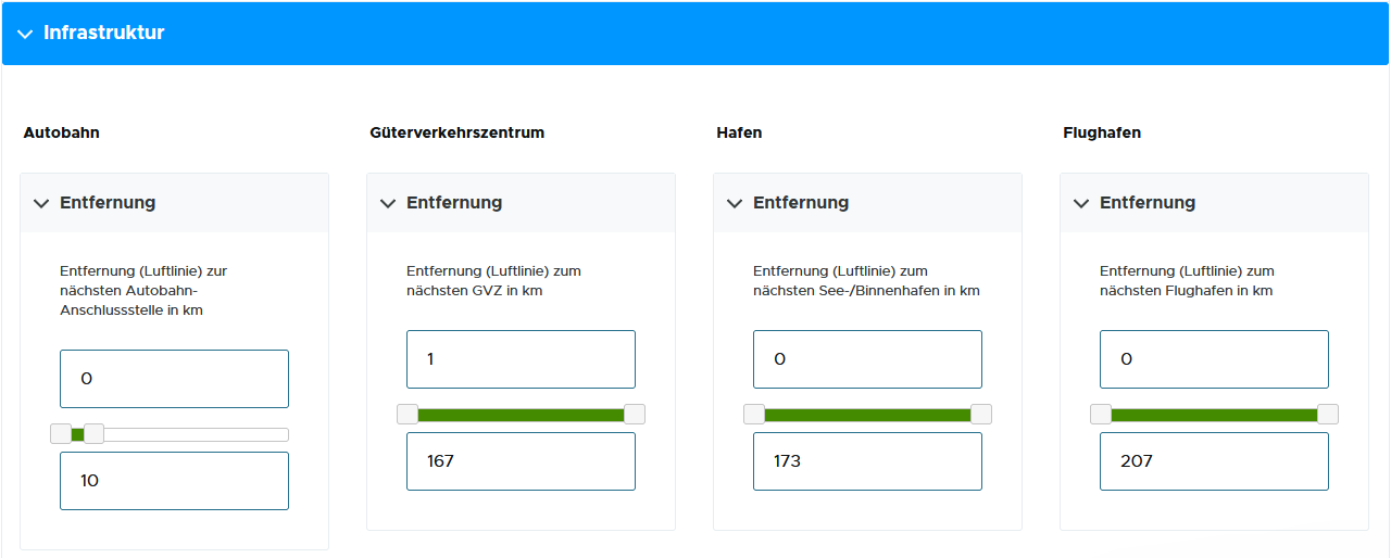 Business Location Explorer - Entfernung Autobahn