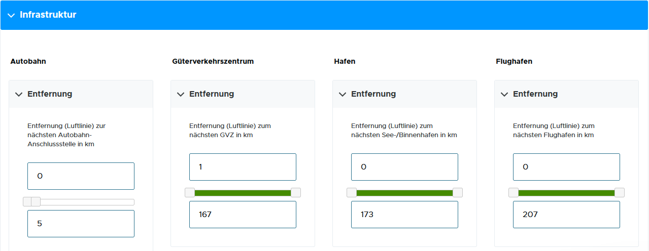 Business Location Explorer - Entfernung Autobahn