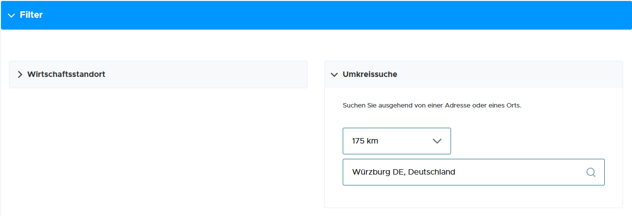 Business Locatio Explorer Anwendungsbeispiel Umkreissuche