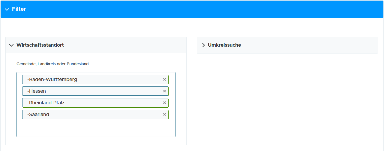 Business Location Explorer - Suchregion